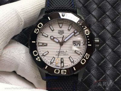 Swiss Clone Tag Heuer Aquaracer Calibre 5 43 MM Black Ceramic Bezel White Dial Automatic Watch